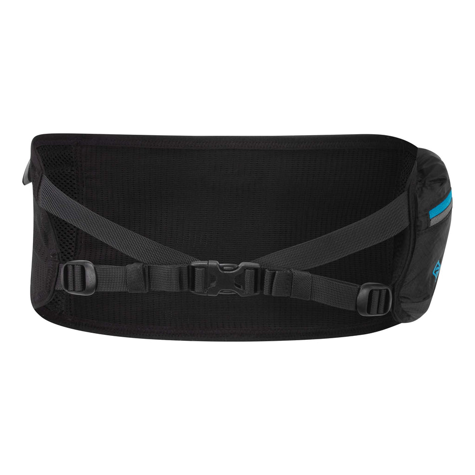Back view of a Ronhill Unisex OTM Belt in the Black/Cyan colourway (7275509252258)
