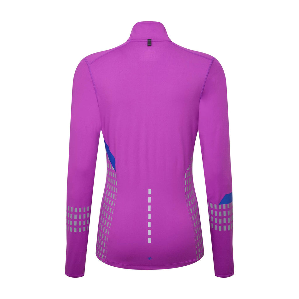 Back view of a Ronhill Women's Tech Afterhours 1/2 Zip Tee in the Thistle/Cobalt/Reflect colourway (8047267807394)