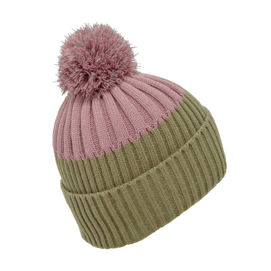Angled back view of a Ronhill Unisex Bobble Hat in the Woodland/Stardust colourway (8033745698978)
