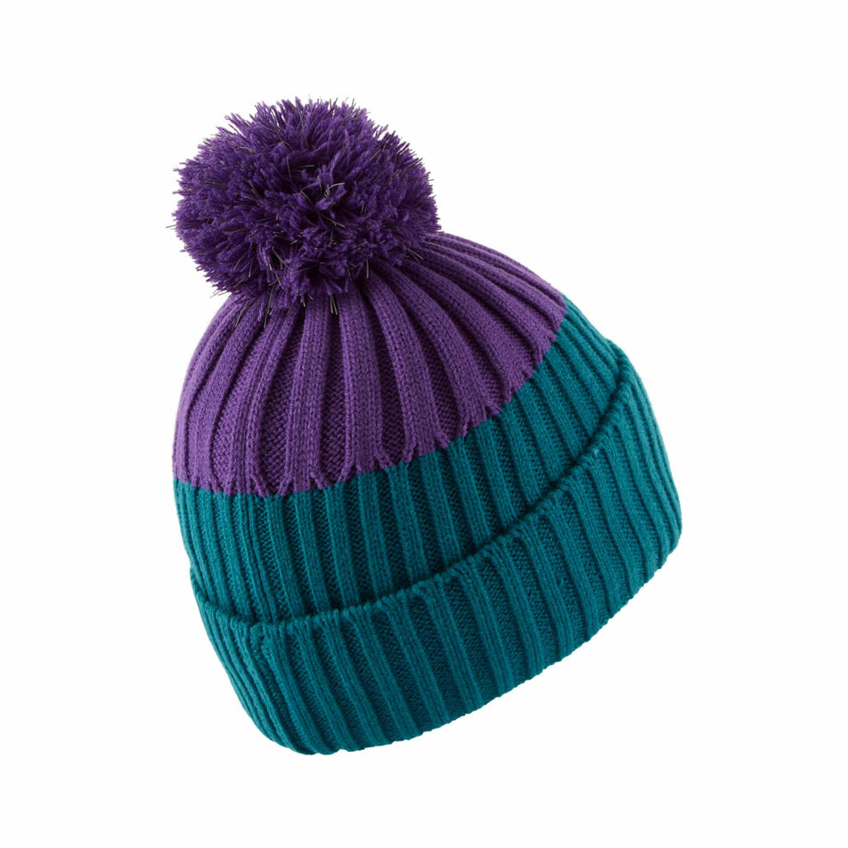 Back view of the Ronhill Unisex Bobble Hat in the Marine/Regal Purple colourway. (8491313430690)