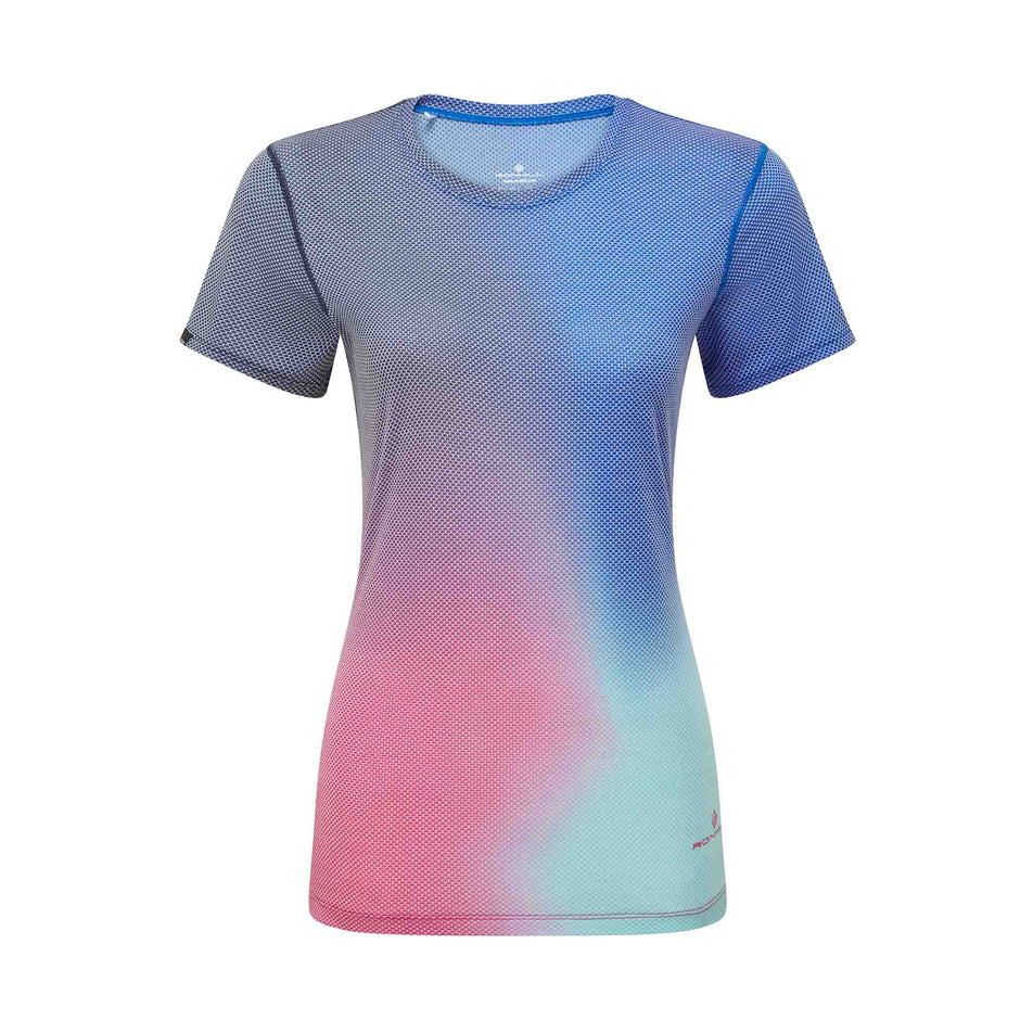 Front view of the Ronhill Women's Tech Golden Hour S/S Tee in the Exuberance Merge colourway.