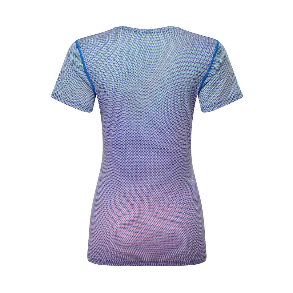 Back view of the Ronhill Women's Tech Golden Hour S/S Tee in the Classic Blue Refraction colourway.