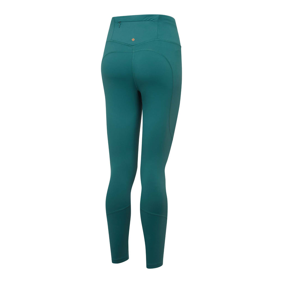 Back view of a pair of Ronhill Women's Tech Tights in the Deep Lagoon/Copper colourway (8024370315426)