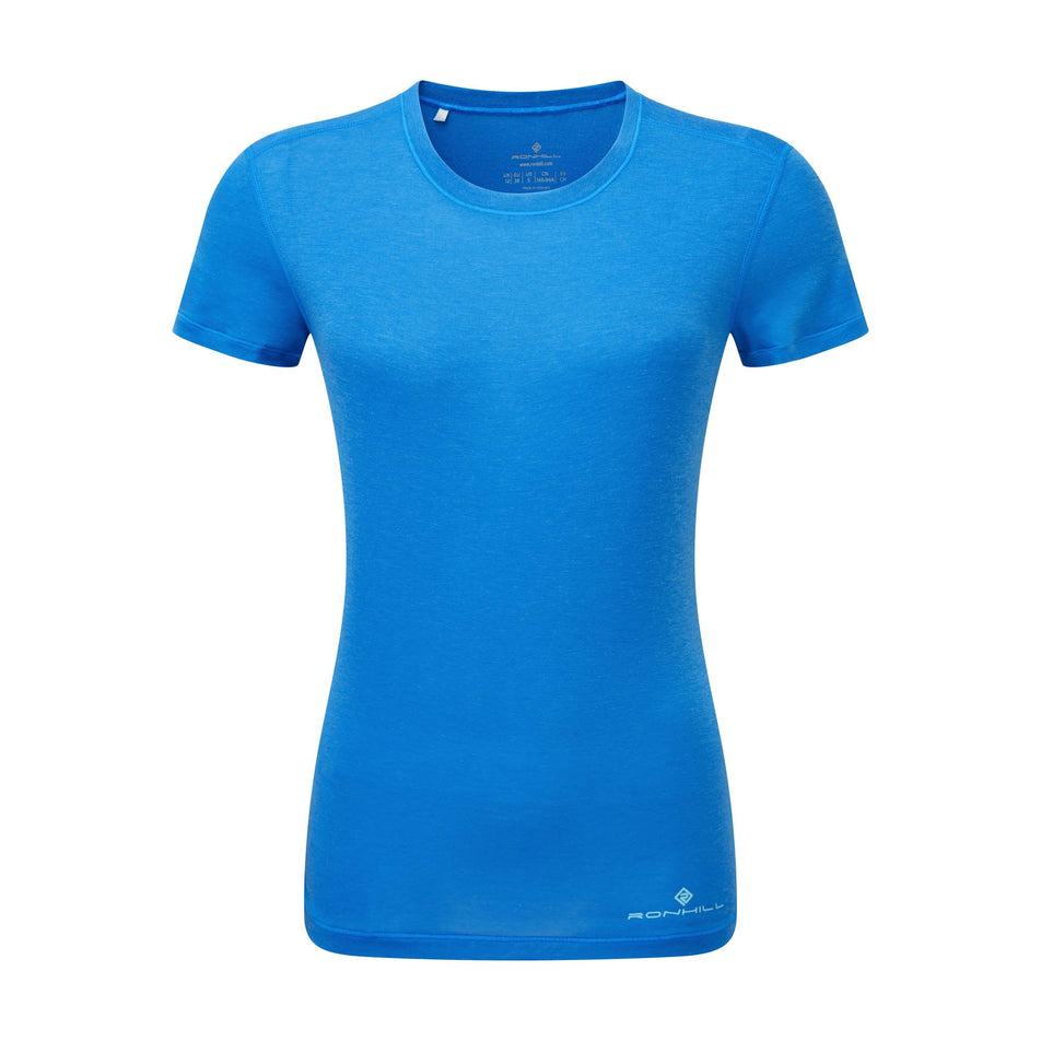 Front view of a Women's Tech Tencel S/S Tee in the Electric Blue Marl colourway (8160831963298)