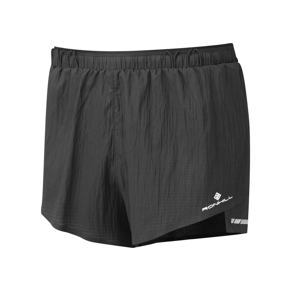 Front view of the Ronhill Men's Tech Race Short in All Black colourway (8160873119906)