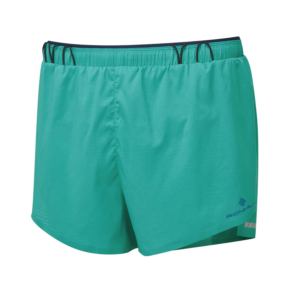 Front view of a Ronhill Men's Tech Race Short in the Deep Laguna/Seafaring colourway. (8563608027298)