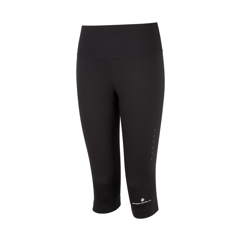 The front of the Ronhill Women's Core Capri in the All Black colourway. (8583550238882)