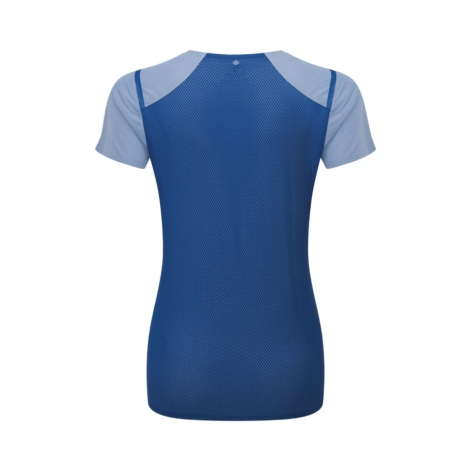 Back view of the Ronhill Women's Tech Race S/S Tee in the Island/Tidal colourway. (8564965048482)