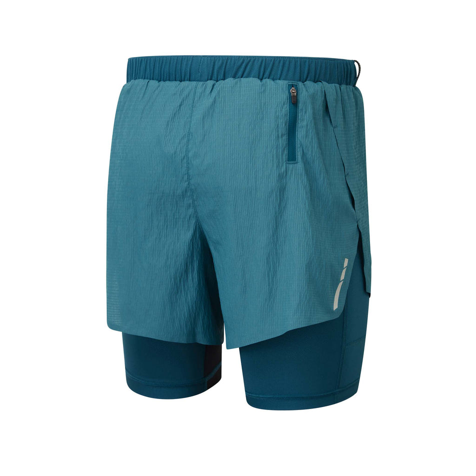 Back view of the Ronhill Men's Tech Race Twin Short in the Legion/Fluo Orange colourway (8160877543586)