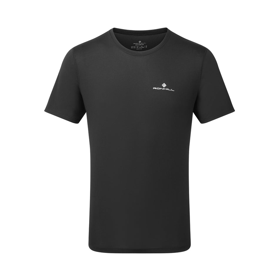 The front of a Ronhill Men's Core S/S Tee in the Black/Bright White colourway. (8490970120354)