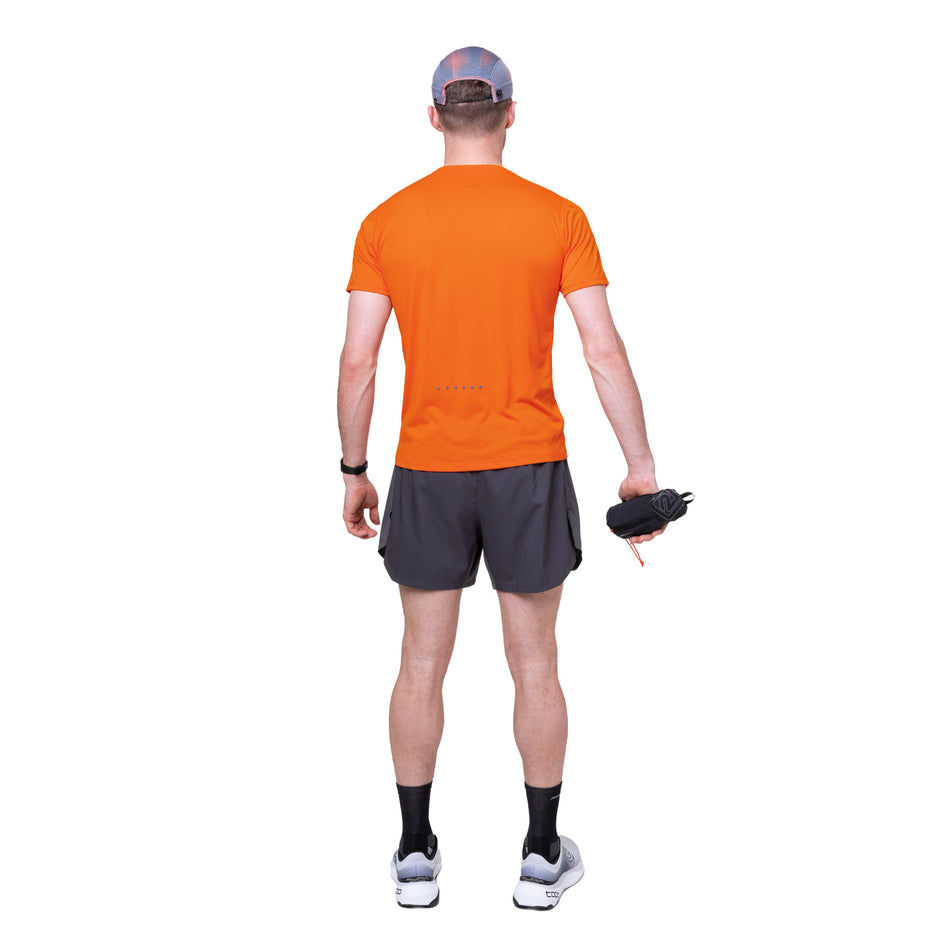Back view of a model wearing the Ronhill Men's Core S/S Tee in the Ronhill Red/Black colourway.