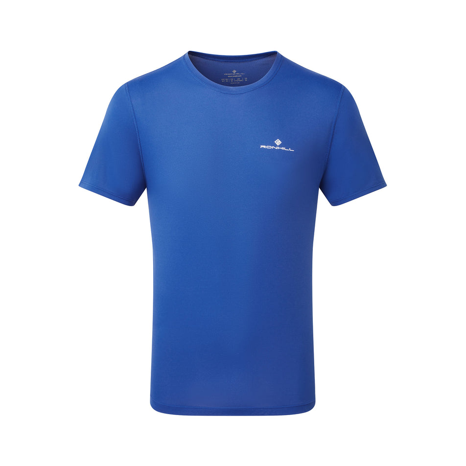 Front view of the Ronhill Men's Core S/S Tee in the Dark Cobalt/Bright White colourway. (8490970611874)