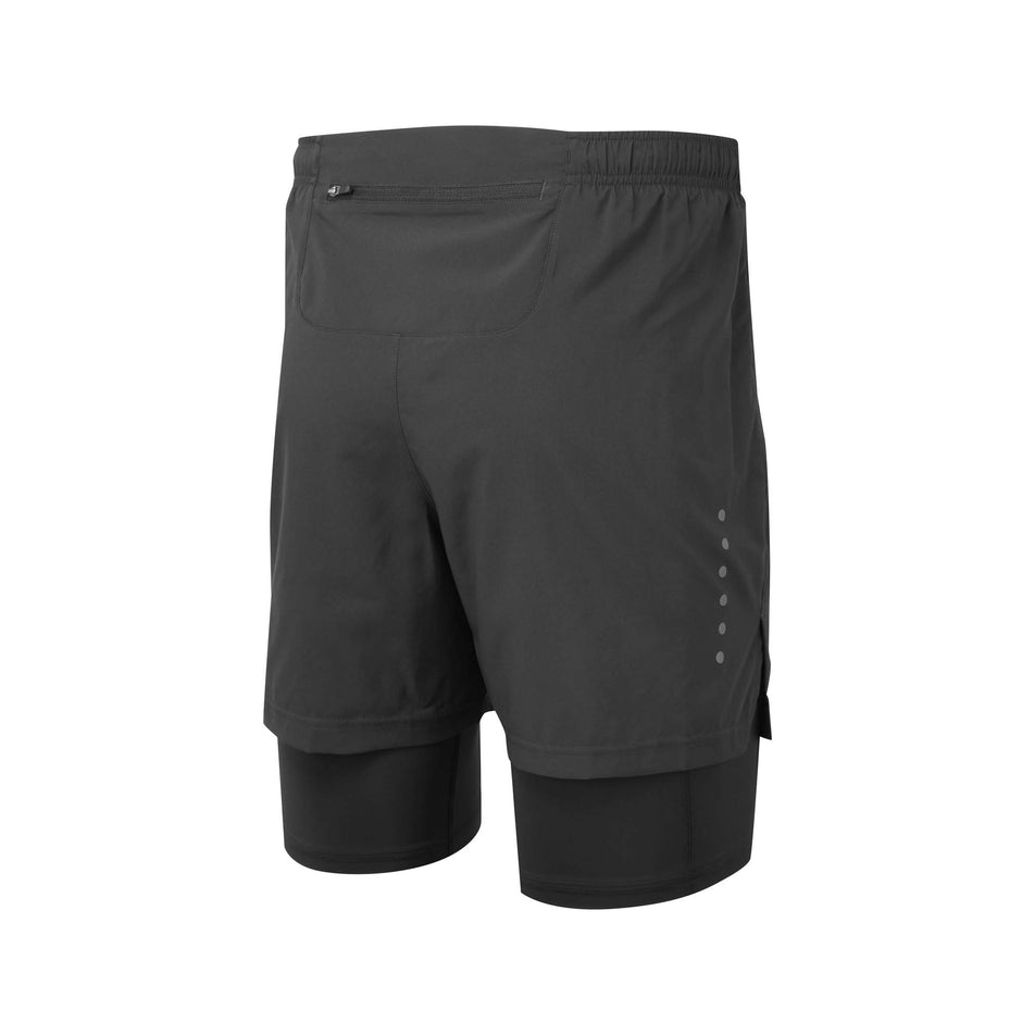 Back view of the Ronhill Men's Core Twin Short in the All Black colourway (8159280201890)