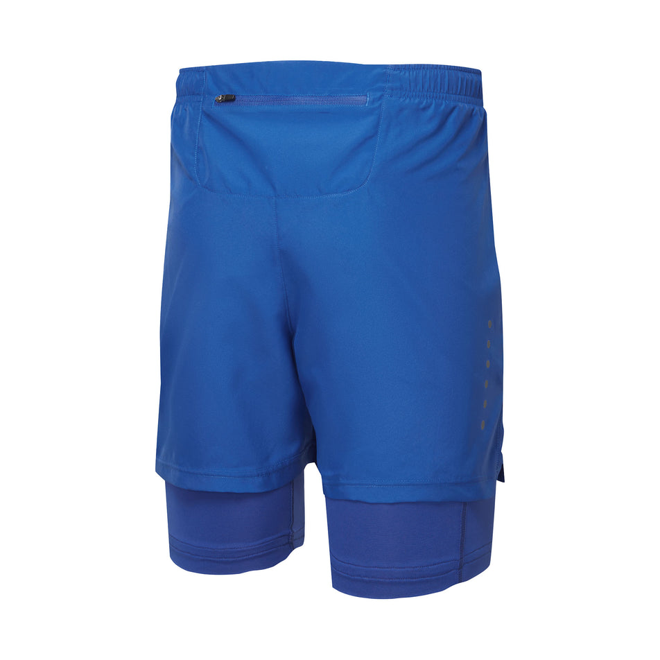 Back view of the Ronhill Men's Core Twin Short in the Dark Cobalt/Bright White colourway. (8748846284962)