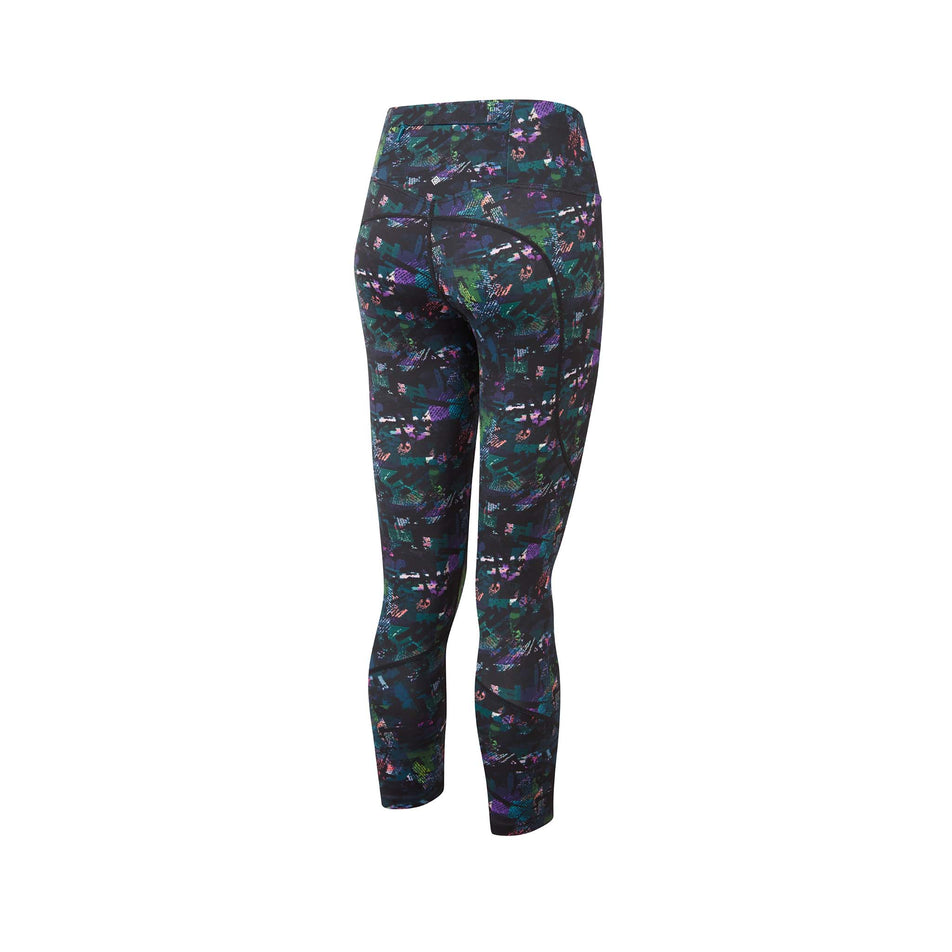 Back view of the Ronhill Women's Tech Crop Tight in the Digital Jungle colourway. (8490037543074)