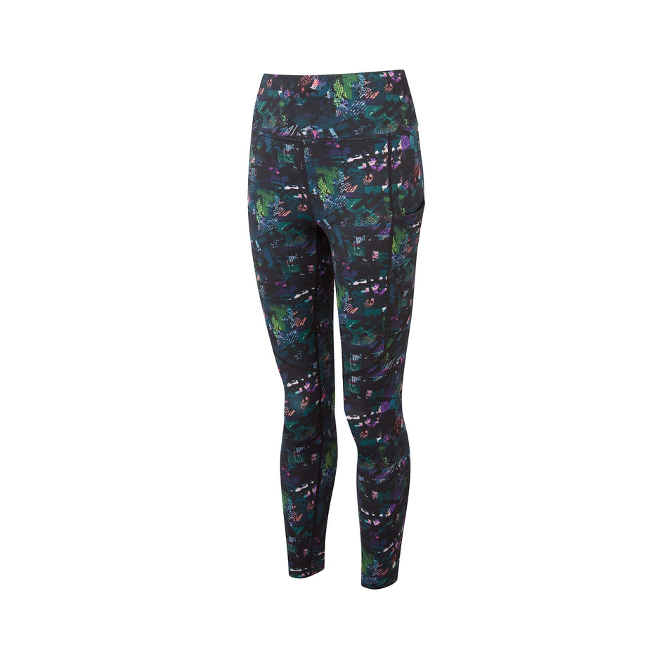 Front view of the Ronhill Women's Tech Crop Tight in the Digital Jungle colourway. (8490037543074)