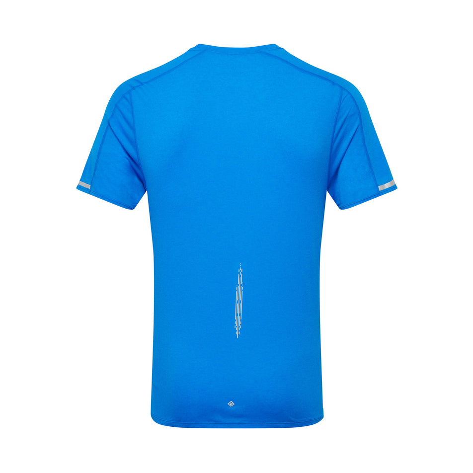Back view of the Ronhill Men's Tech Reflect S/S Tee in the ElecBlueMarl/Reflect colourway.(8747641831586)