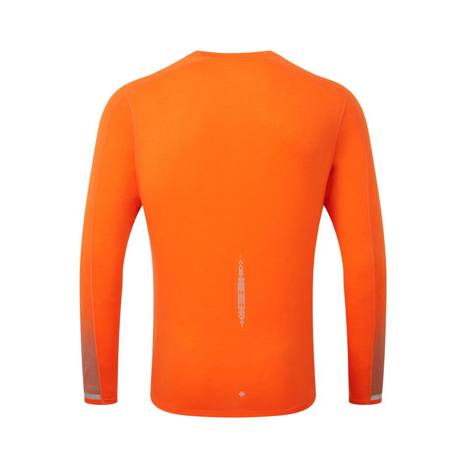Back view of a Ronhill Men's Tech Reflect L/S Tee in the Cardinal Orange/Reflect colourway. (8490208952482)