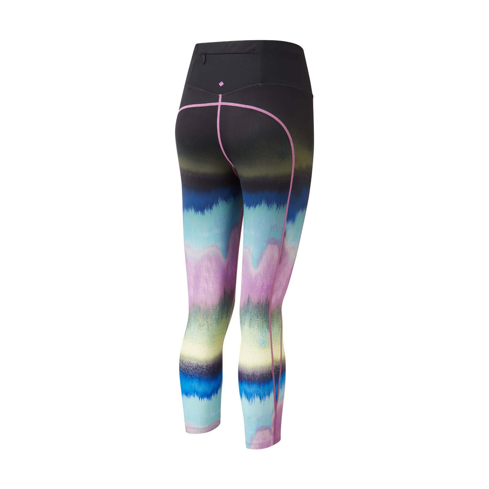 Back view of the Ronhill Women's Tech Gradient Crop Tight in the Multi Mirage colourway (8160844742818)