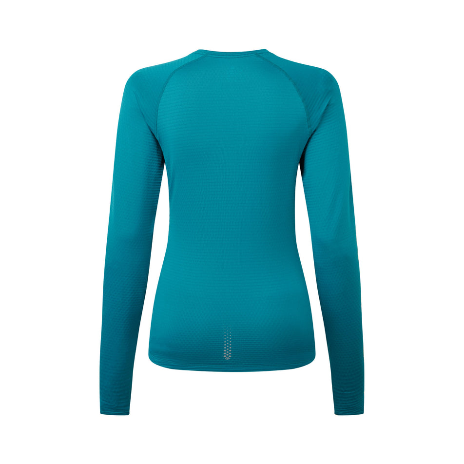 Back view of a Ronhill Women's Tech Winter Crew in the Marine/Acid colourway. (8489875177634)