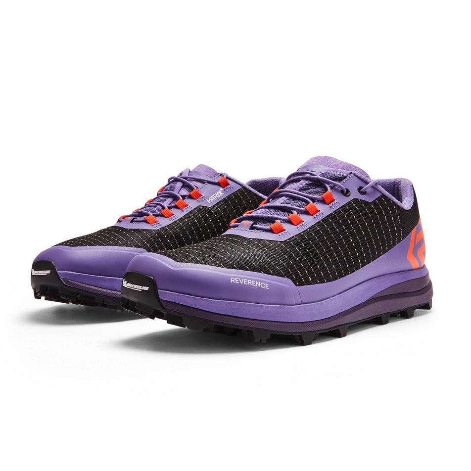 A pair of Ronhill Women's Reverence Running Shoes in the Purple/Heather/Pastel Red colourway (8192896204962)