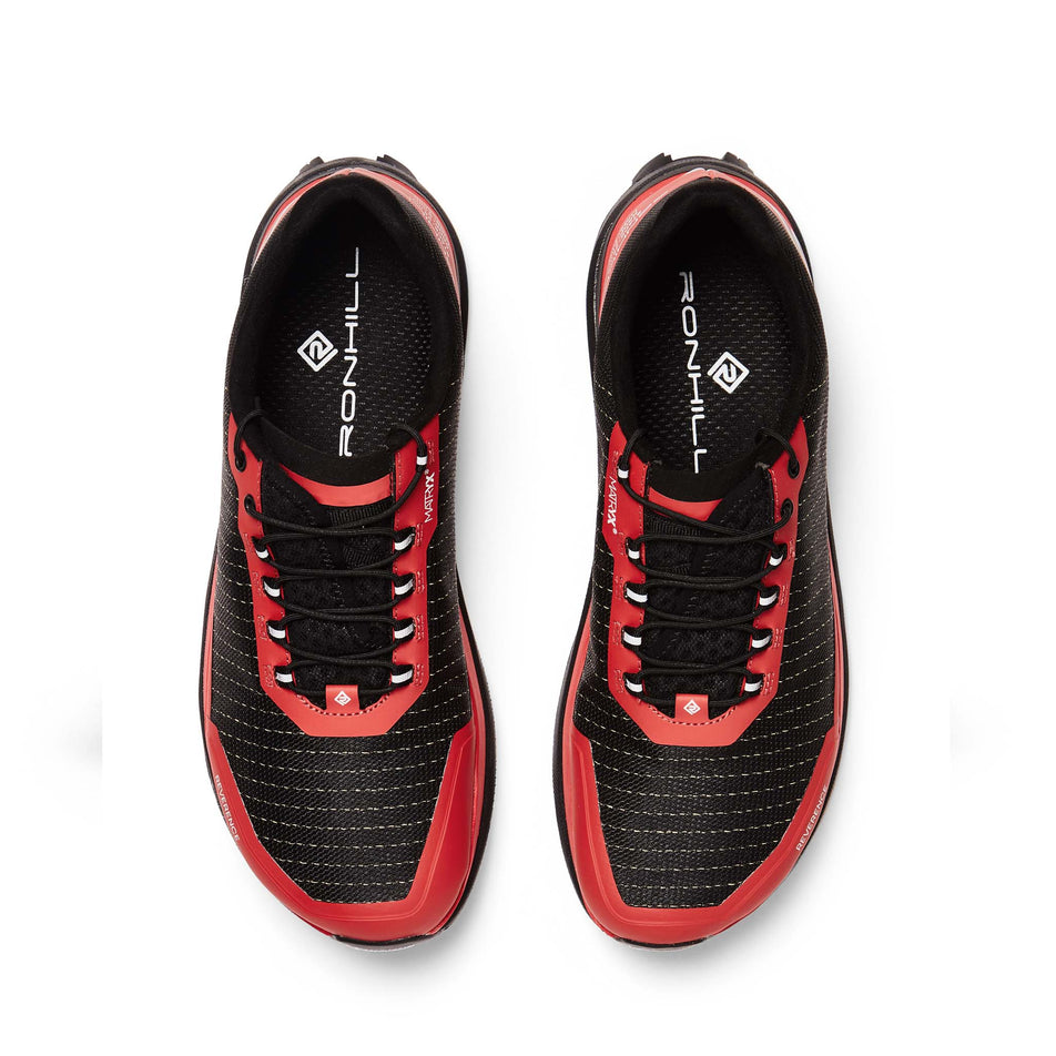 The upper of a pair of Ronhill Men's Freedom Running Shoes in the Black/Red colourway (8192912294050)