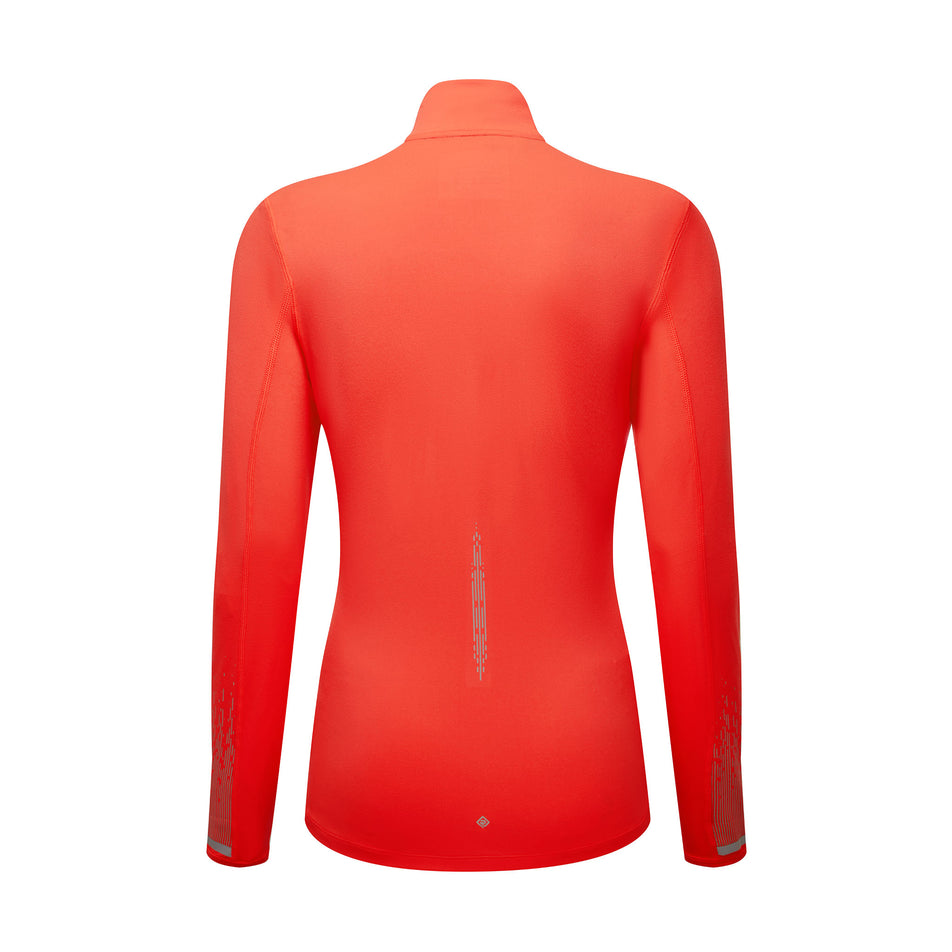 Back view of the Ronhill Women's Tech Reflect 1/2 Zip in the Hot Coral/Reflect colourway. (8742195691682)