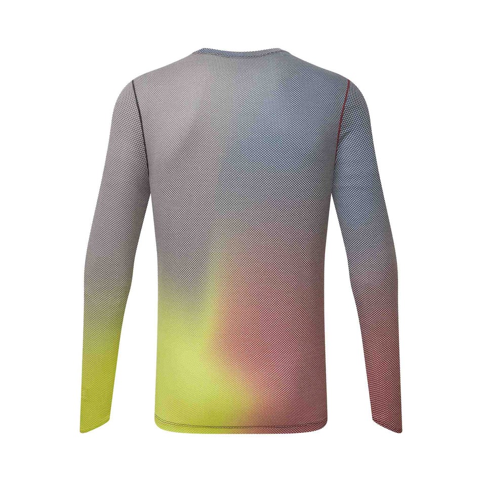 Back view of the Ronhill Men's Tech Golden Hour L/S Tee in the Acid Merge colourway. (8747103781026)