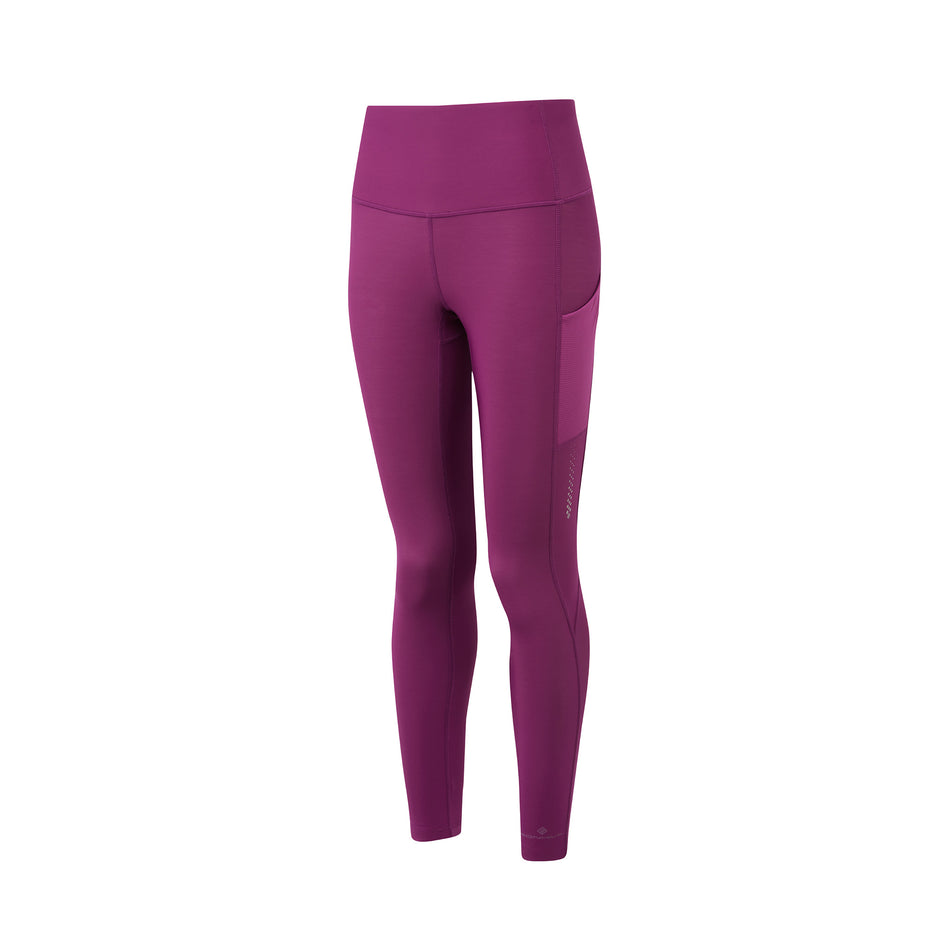 Front view of the Ronhill Women's Tech Winter Tight in the Dark Blackcurrant colourway. (8489915777186)