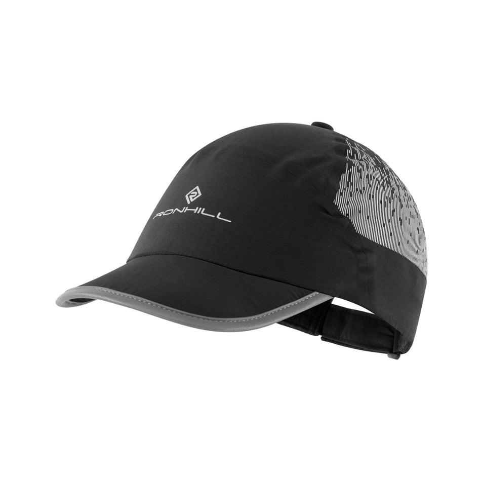 Front view of the Ronhill Unisex Reflect Cap in the Black/Reflect colourway. (8491325358242)