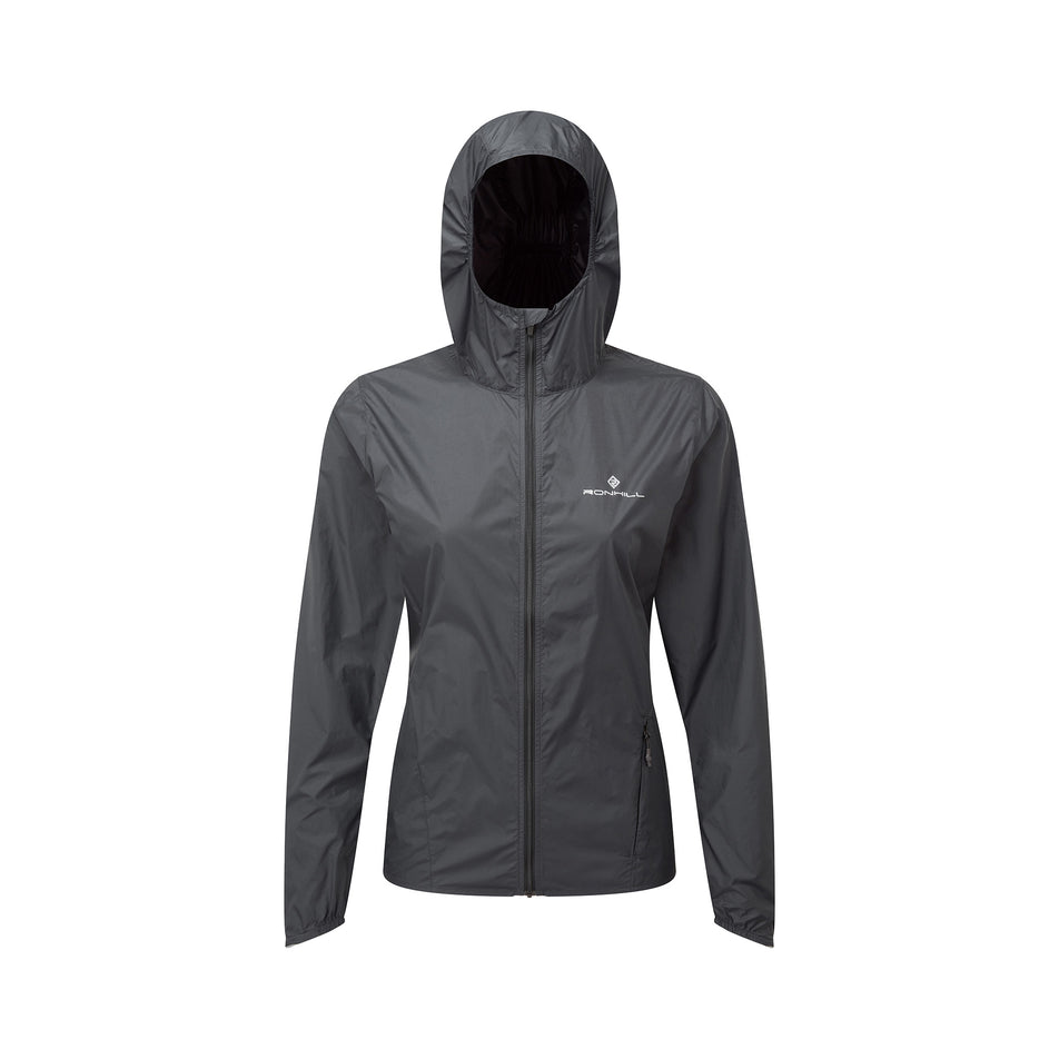 Front view of the Ronhill Women's Tech All-Terrain Jacket in the All Black colourway. (8563593511074)