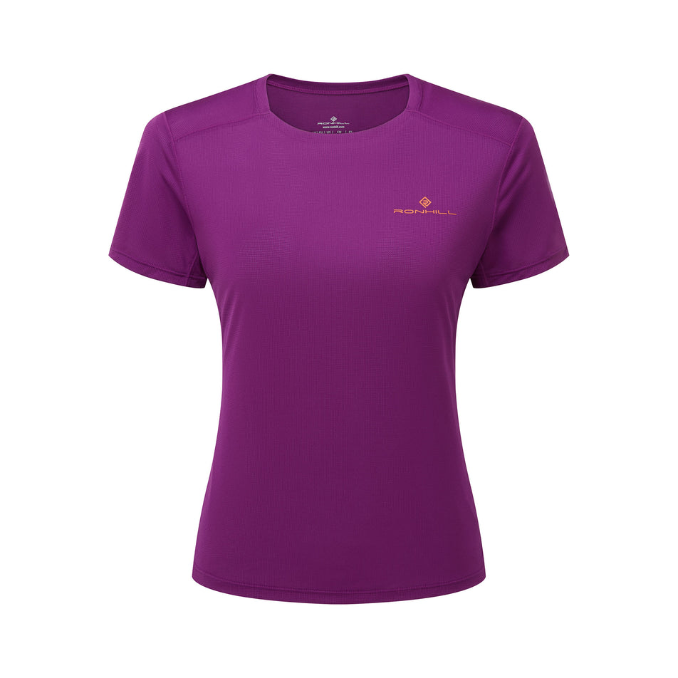 The front of the Ronhill Women's Tech S/S in the Grape Juice/Saffron colourway. (8583485882530)