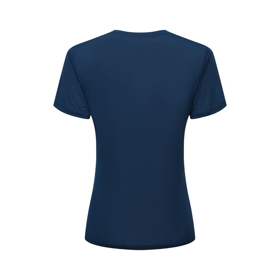 Back view of the Ronhill Women's Tech S/S Tee in the Dark Navy/Dusty Tulip colourway. (8747079401634)