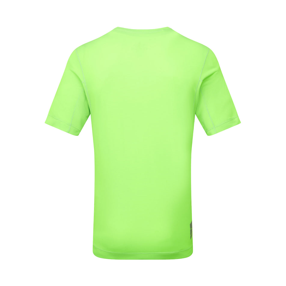 Back view of the Ronhill Men's Tech S/S Tee in the Fluo Green/Dark Cobalt colourway.