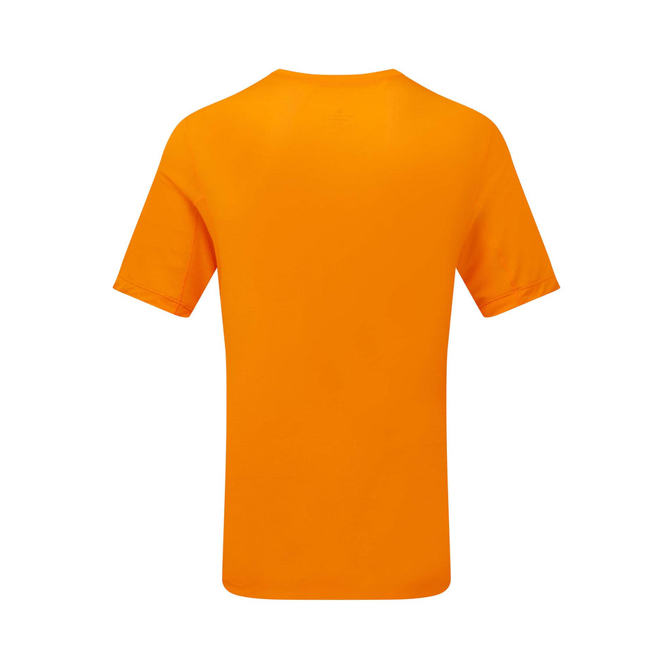 Back view of the Ronhill Men's Tech S/S Tee in the Tangelo/Black colourway. (8563613925538)