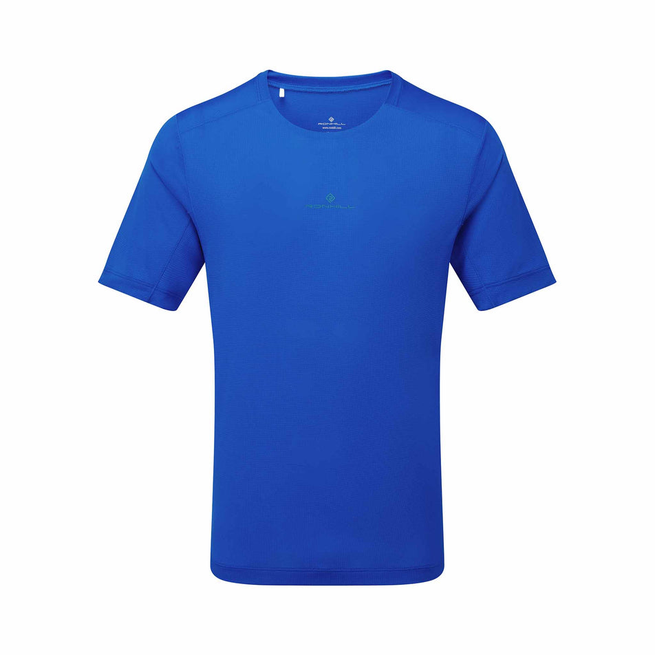 Front view of the Ronhill Men's Tech S/S Tee in the Seafaring/Deep Laguna colourway. (8563612385442)