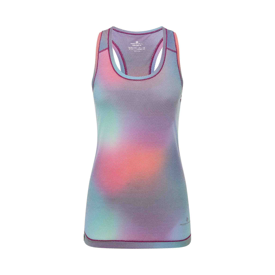 Front view of the Ronhill Women's Tech Golden Hour Vest in the Aurora Glow colourway. (8564966031522)