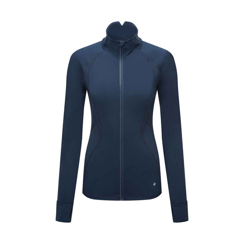 Front view of the Ronhill Women's Tech Contour Jacket in the Dark Navy colourway. (8742703693986)