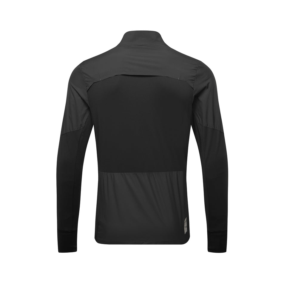 Back view of the Ronhill Men's Tech Wind-Block 1/2 Zip in the All Black colourway. (8742870352034)