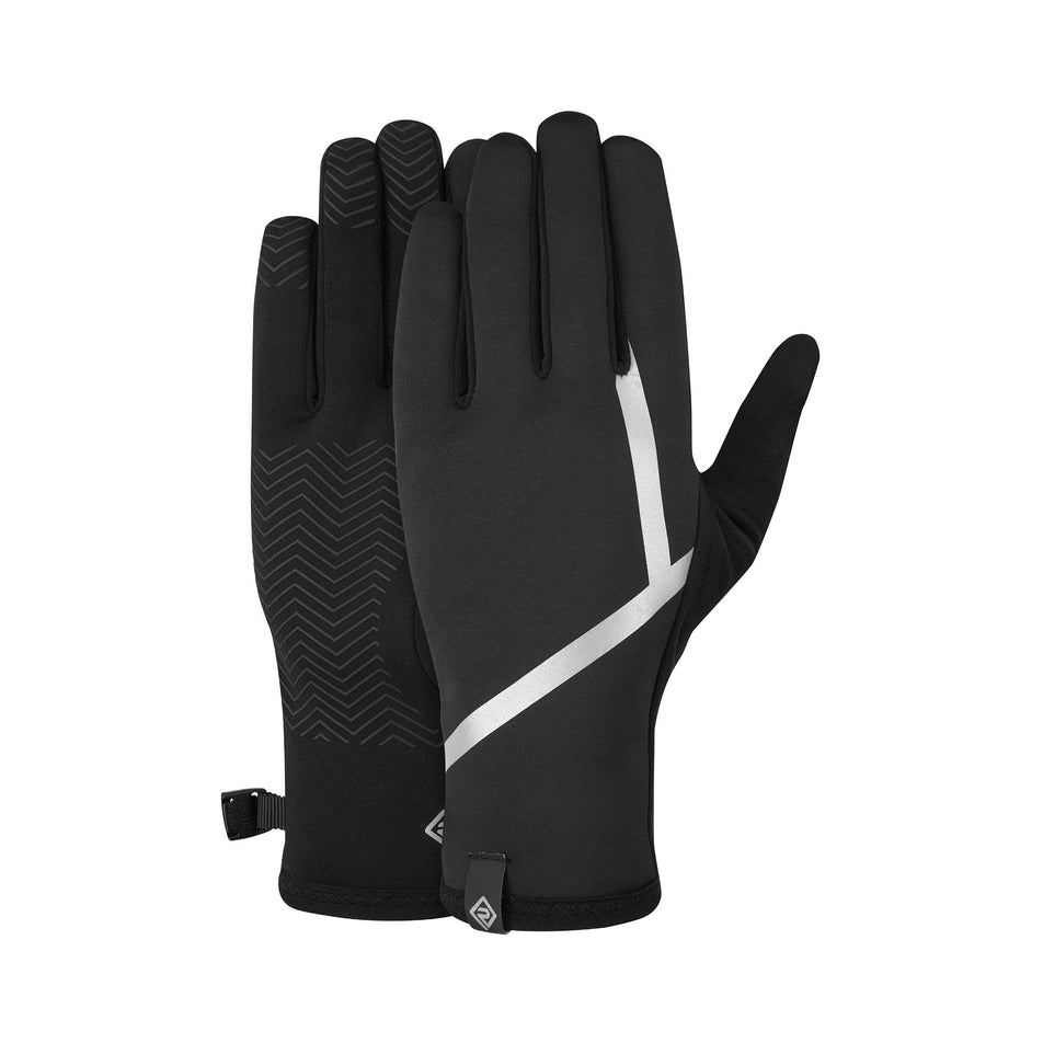 Front view of the Ronhill Unisex Wind-Block Glove in the All Black colourway. (8749226393762)