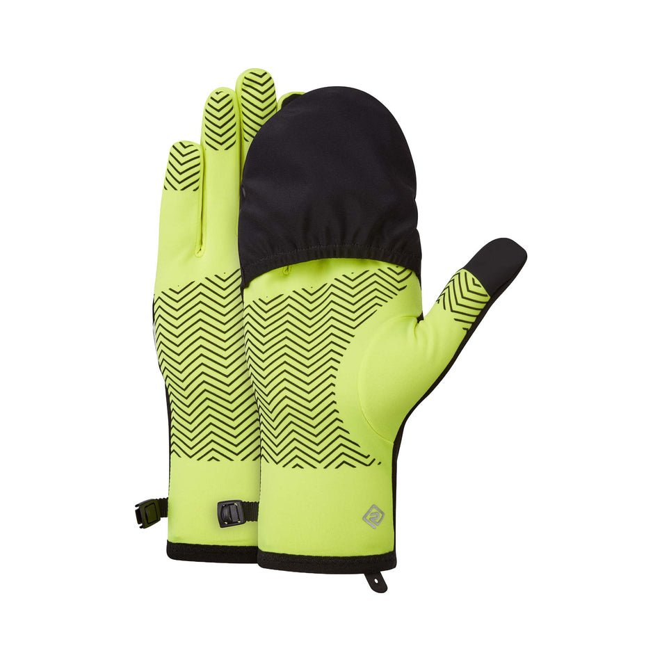 A pair of Ronhill Unisex Wind-Block Convertible Glove in the Fluo Yellow/Black colourway. (8749302022306)