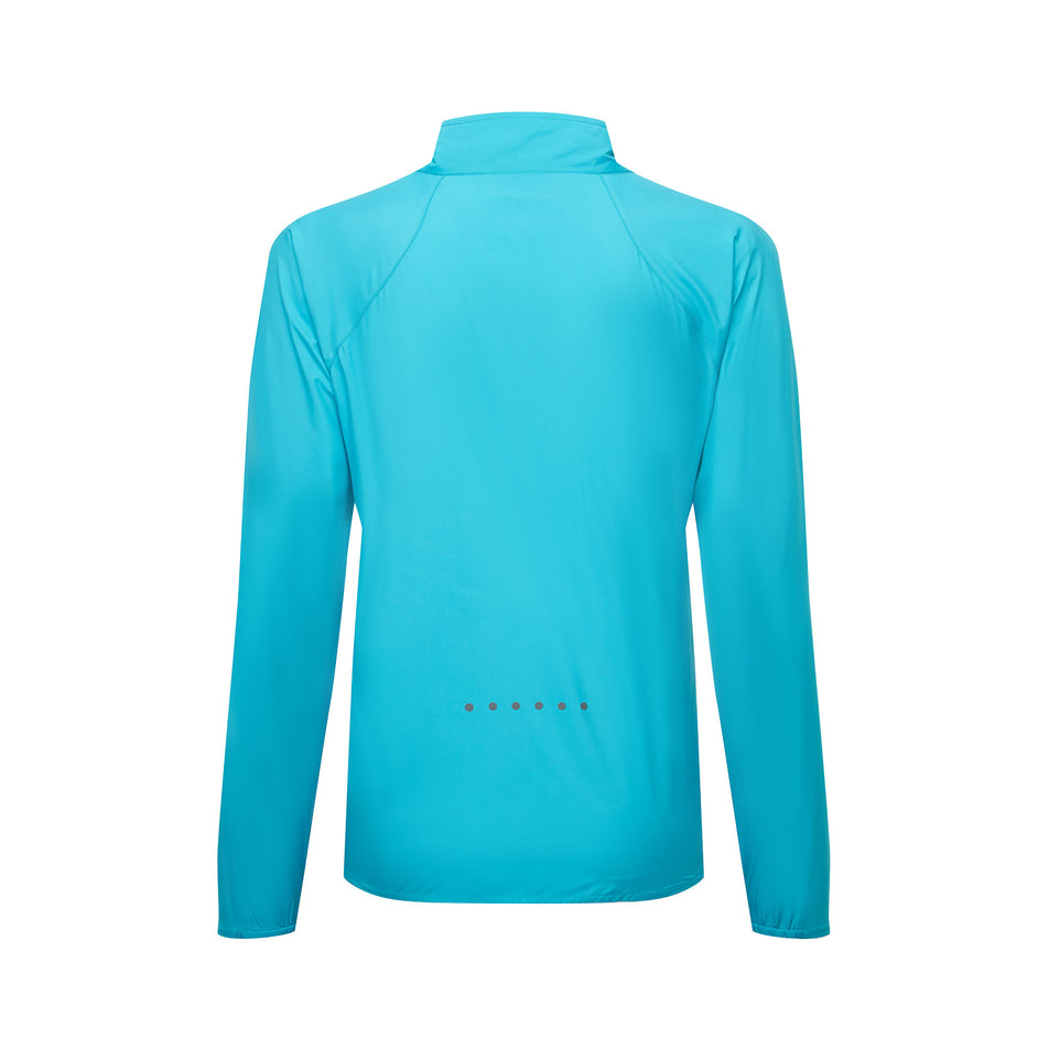 Back view of the Ronhill Women's Core Jacket in the Azure/Bright White colourway. (8747610931362)