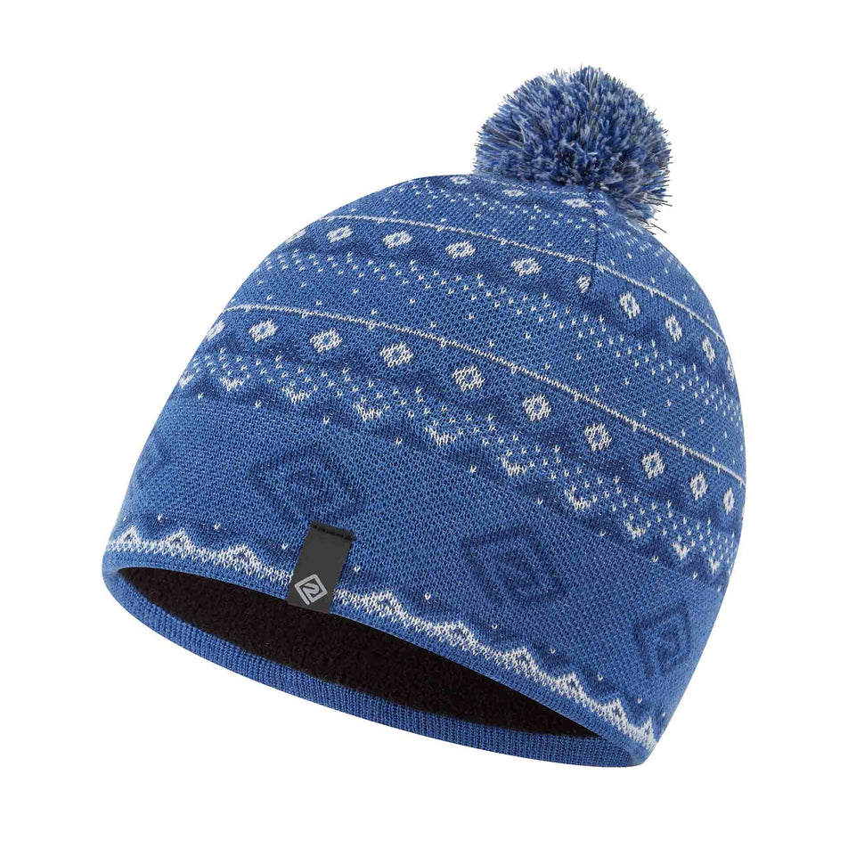 Front view of the Ronhill Unisex Winter Bobble Hat in the Lumiere/White colourway.