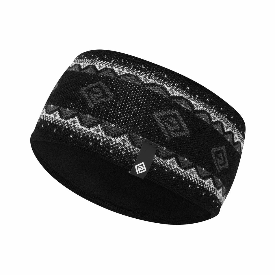 Front view of the Ronhill Unisex Winter Headband in the Black/Oxide/White colourway. (8749211189410)