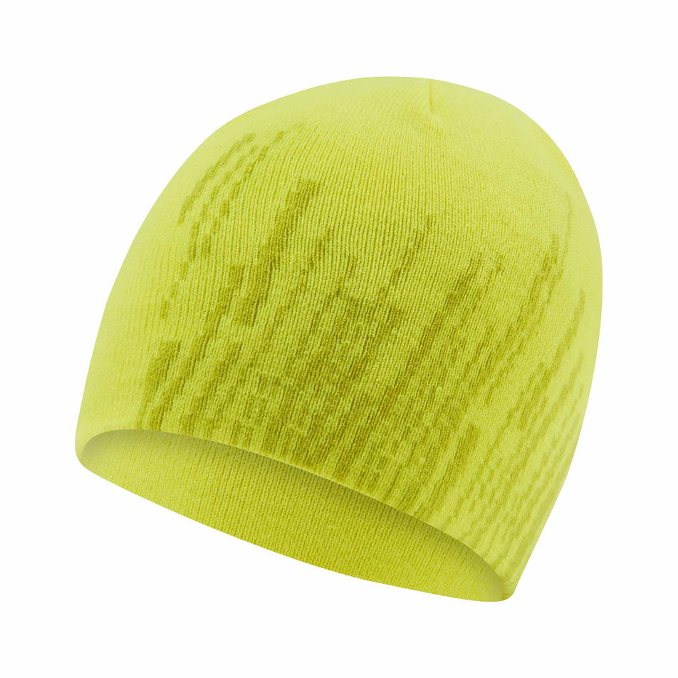 Front view of the Ronhill Unisex Run Beanie in the Fluo Yellow colourway. (8749313425570)