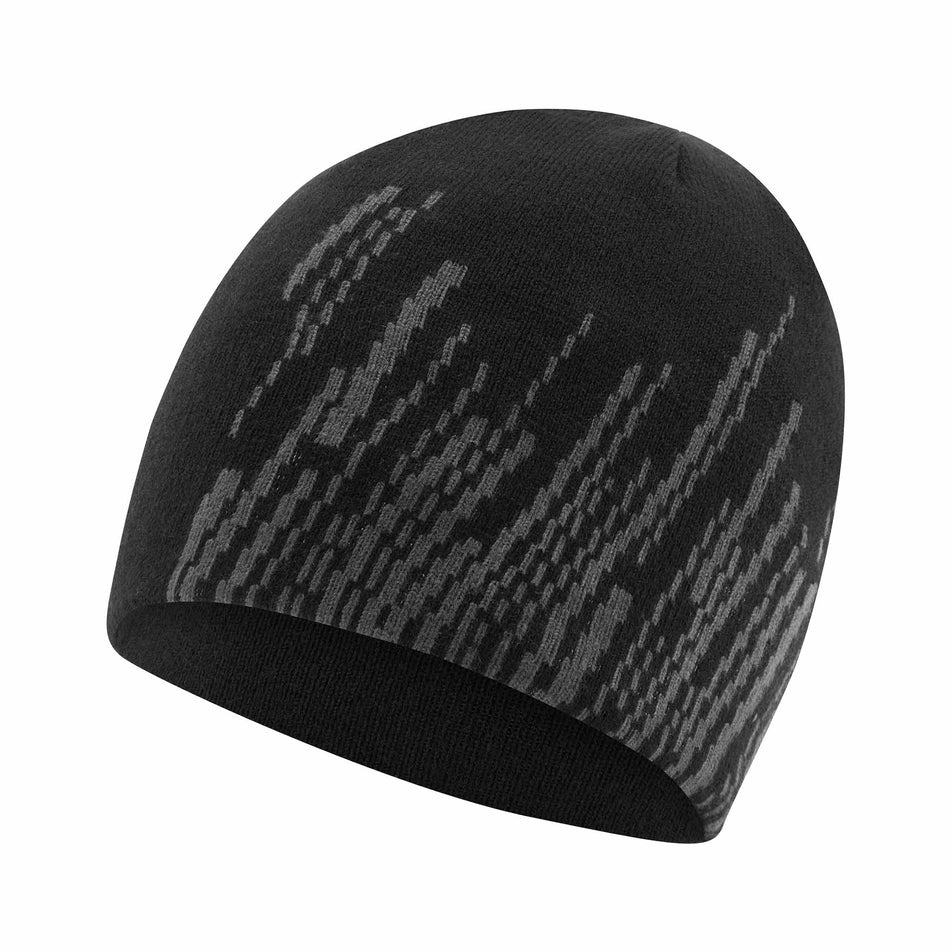 Front view of the Ronhill Unisex Run Beanie in the Black/Oxide colourway. (8749271318690)