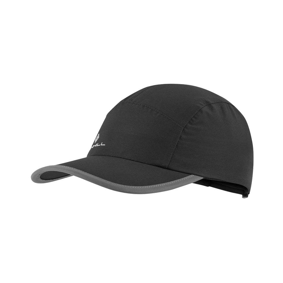 Angled view of the Ronhill Unisex Storm Cap in the All Black colourway. (8749307592866)
