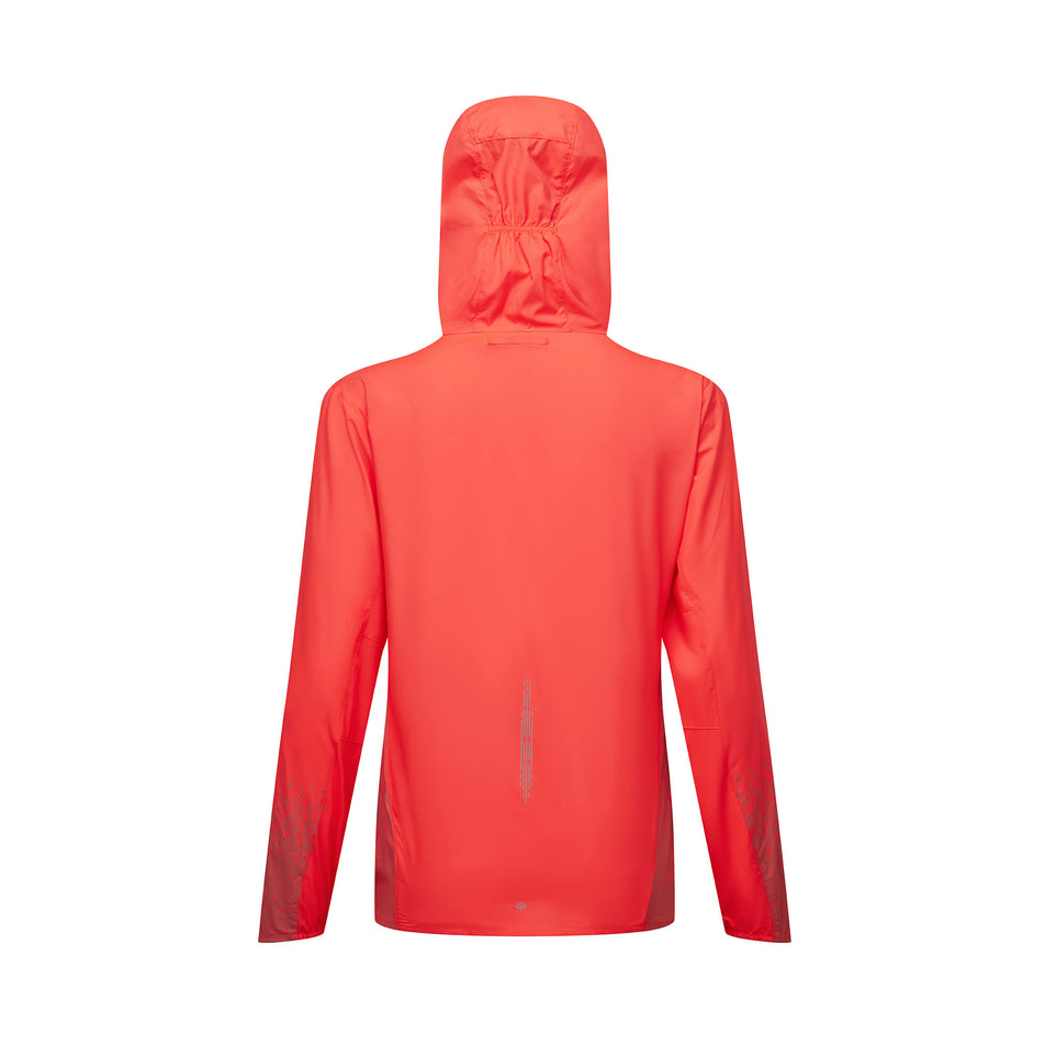 Back view of the Ronhill Women's Tech Reflect Jacket in the Hot Coral/Reflect colourway. (8742191857826)