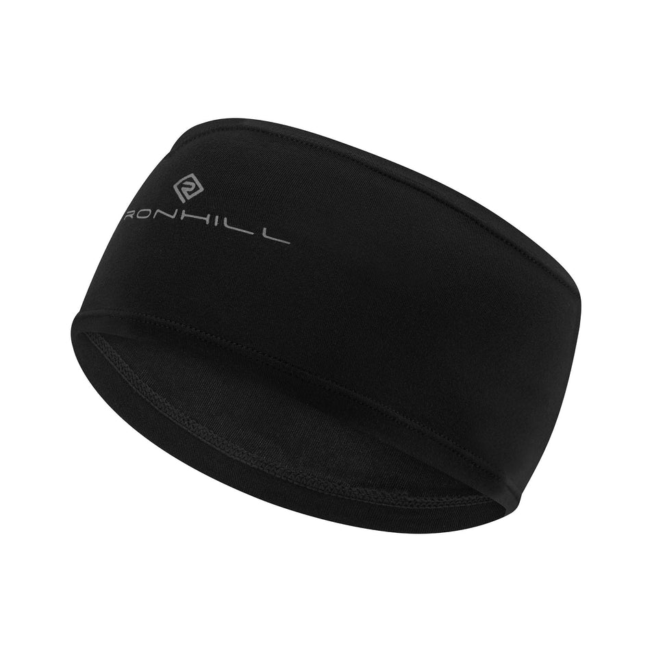 Front view of the Ronhill Unisex All-Terrain Headband in the All Black colourway. (8749302612130)