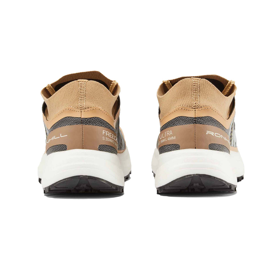 The back of a pair of Ronhill Men's Freedom Ultra Running Shoes in the Sand colourway. (8601908314274)